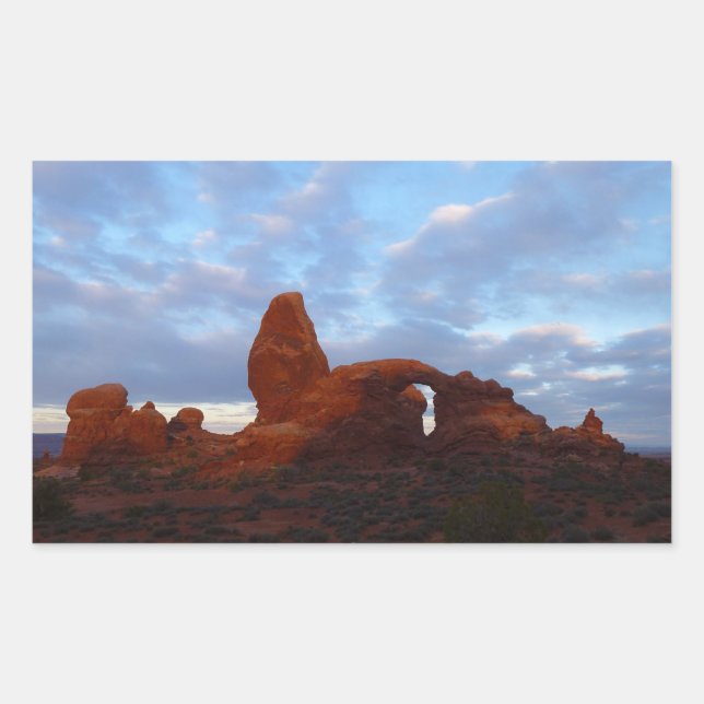 Turret Arch at Sunrise in Arches National Park Rectangular Sticker (Front)