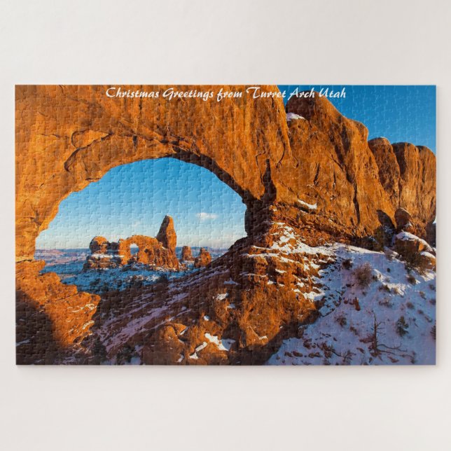 Turret Arch Utah.Christmas Greetings Jigsaw Puzzle (Horizontal)
