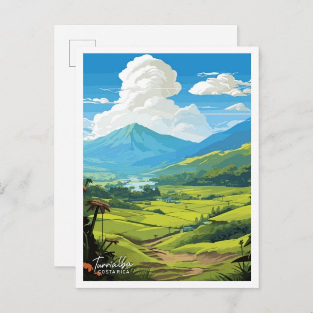 Turrialba Costa Rica Travel Vintage illustration Postcard (Front/Back)