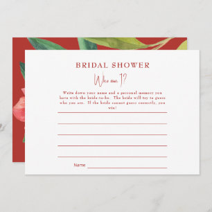 Turscan Pomegranate Who Am I Bridal Shower Game Invitation