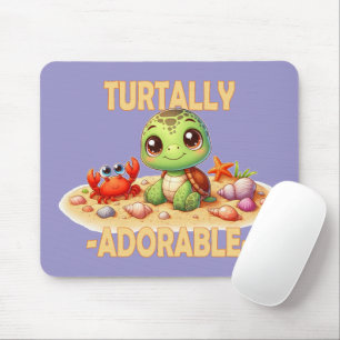 Turtally Adorable fun pun Cute baby Turtle cartoon Mouse Mat
