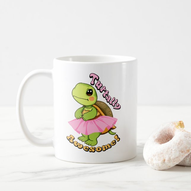 Turtally awesome, play on words coffee mug (With Donut)