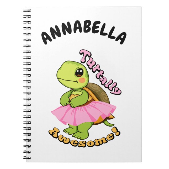 Turtally awesome, play on words custom notebook (Front)