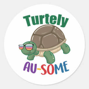 Turtely Ausome Awesome Autism Awareness Colourful Classic Round Sticker