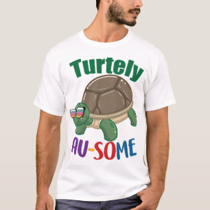 Turtely Ausome Awesome Autism Awareness Colourful T-Shirt