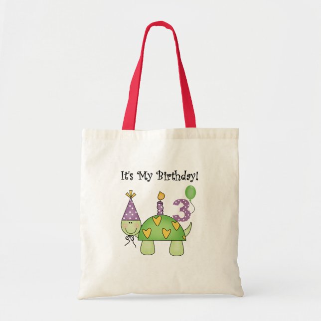 Turtle 3rd Birthday Tshirts and Gifts Tote Bag (Front)