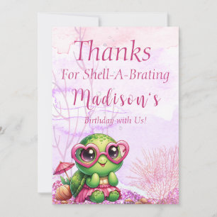 Turtle 3rd Birthday, Under the Sea Thank You Card