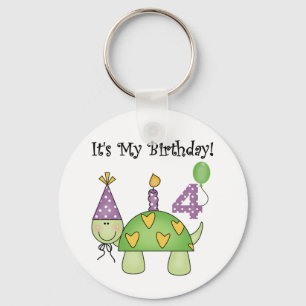 Turtle 4th Birthday Tshirts and Gifts Key Ring
