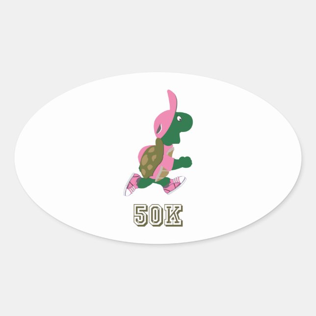 Turtle 50K - Pink Oval Sticker (Front)