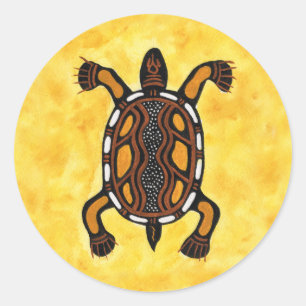 Turtle - Aboriginal Inspired Art Painting Classic Round Sticker