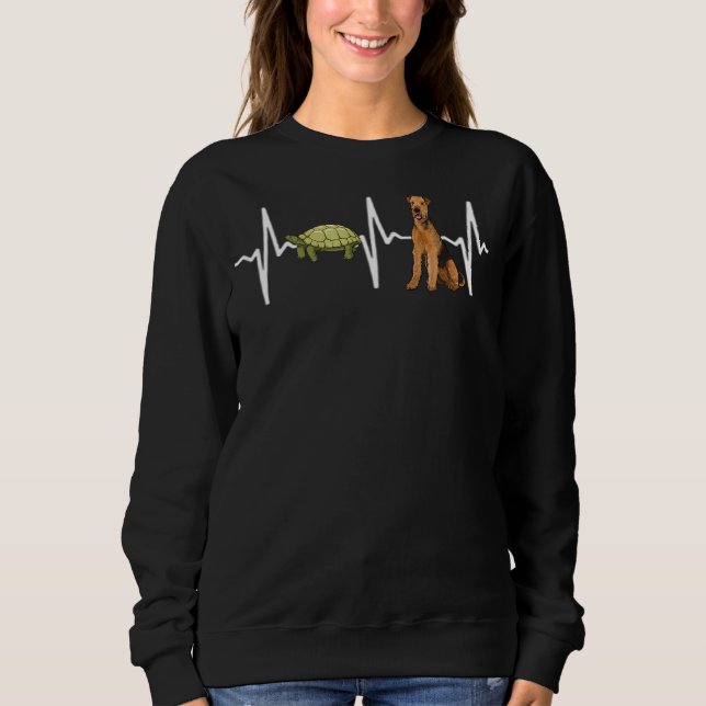 Turtle Airedale Terrier Heartbeat Dog Sweatshirt (Front)