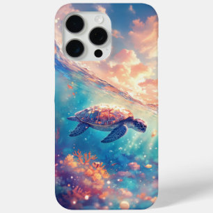 Turtle Amidst Sunset and Coral Reef iPhone 15 Pro Max Case