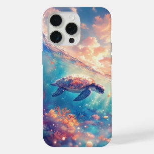 Turtle Amidst Sunset and Coral Reef iPhone 15 Pro Max Case