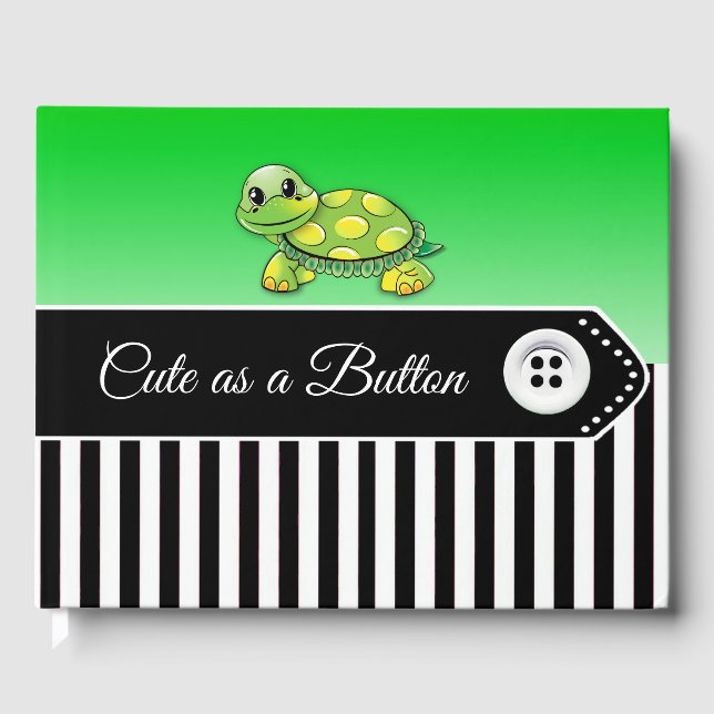 Turtle and Button Baby Shower Keepsake Guest Book (Front)
