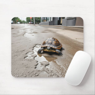 Turtle and City Pothole Puddle Mouse Mat