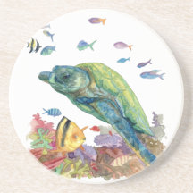 Turtle and fishes in the sea 