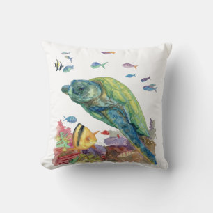 Turtle and fishes in the sea cushion
