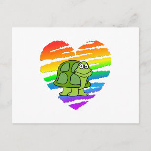 Turtle and Rainbow Heart Postcard