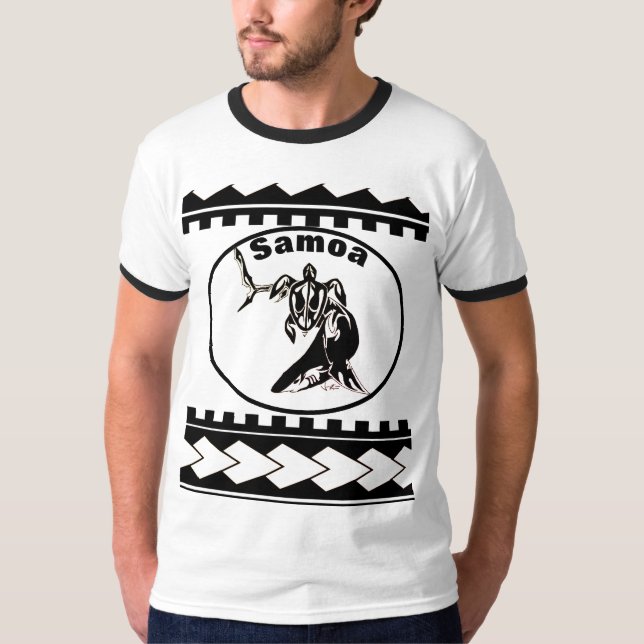 Turtle and Shark Samoa Ringer T-Shirt (Front)