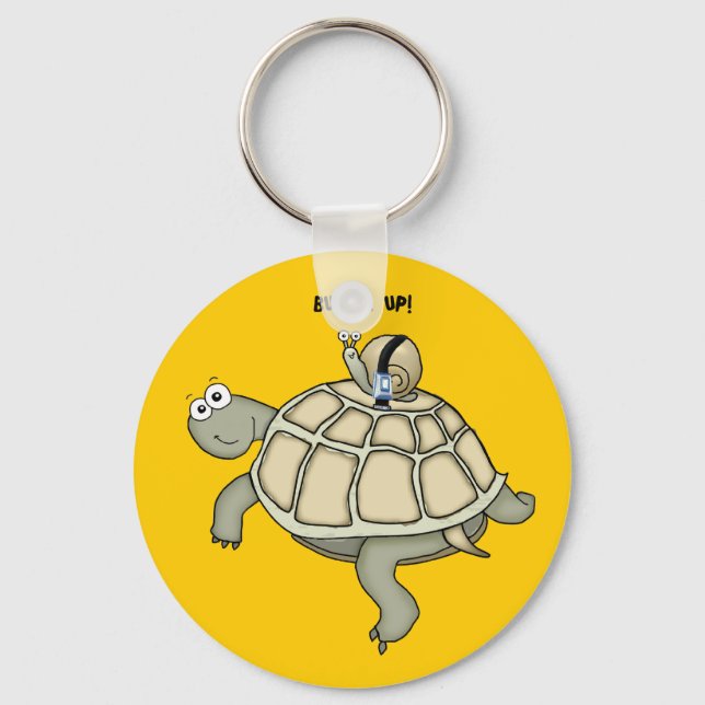 Turtle and snail BUCKLED UP Key Ring (Front)