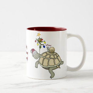 Turtle and Snail Christmas Two-Tone Coffee Mug