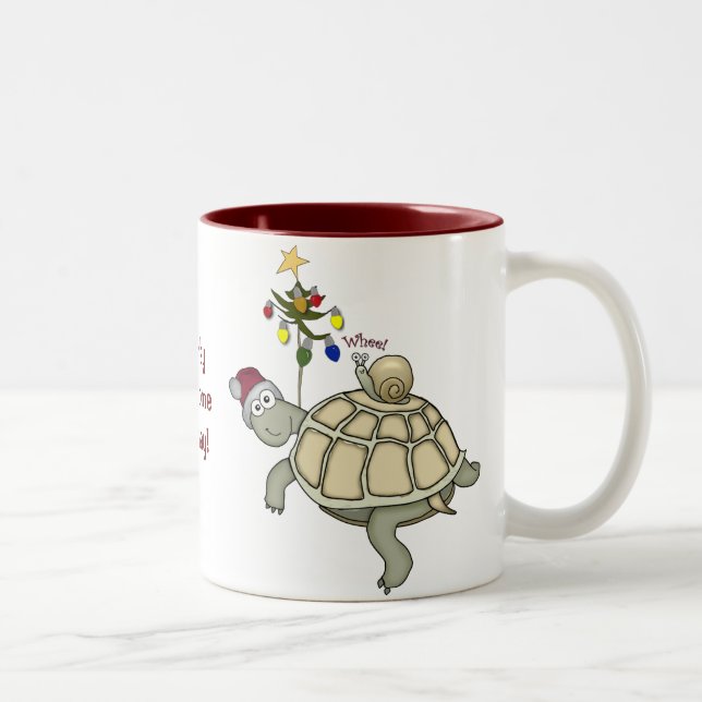 Turtle and Snail Christmas Two-Tone Coffee Mug (Right)