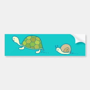 Turtle and Snail Doodle Art Bumper Sticker