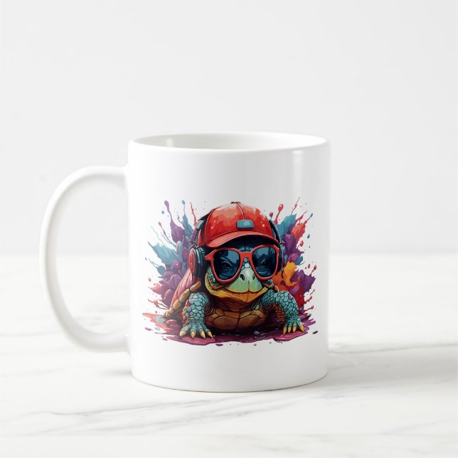 turtle animal art I cool cute turtle Coffee Mug (Left)