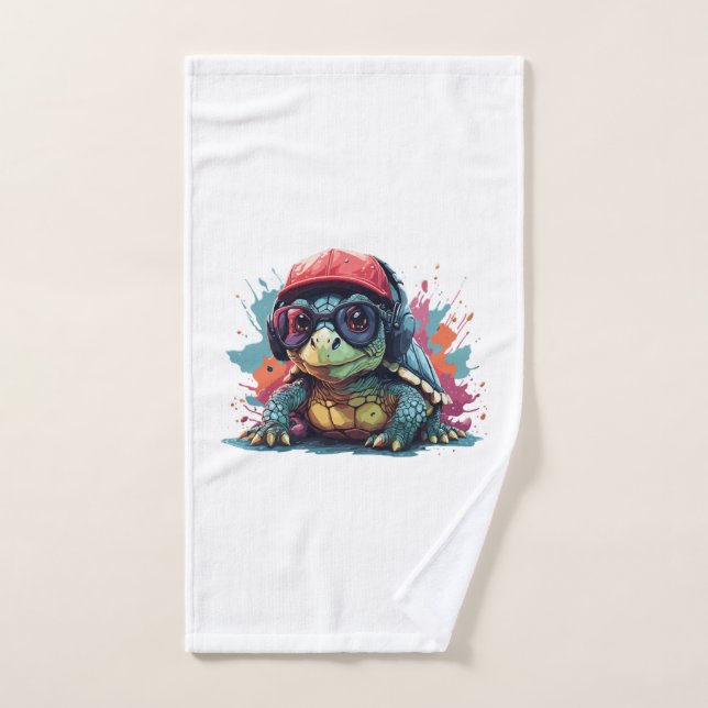 turtle animal art I cool cute turtle Copy Hand Towel (Hand Towel)