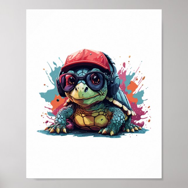 turtle animal art I cool cute turtle  Poster (Front)