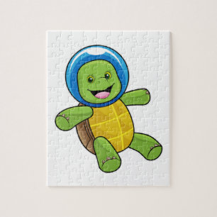 Turtle as Astronaut with Glass ball Jigsaw Puzzle