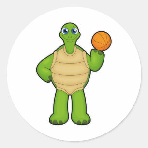 Turtle as Basketball player with Basketball Classic Round Sticker