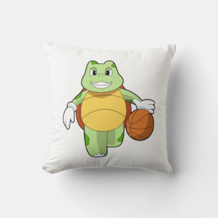 Turtle as Basketball player with Basketball.PNG Cushion