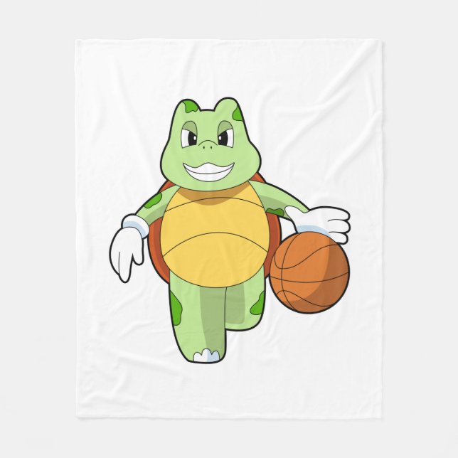 Turtle as Basketball player with Basketball.PNG Fleece Blanket (Front)