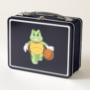 Turtle as Basketball player with Basketball.PNG Metal Lunch Box