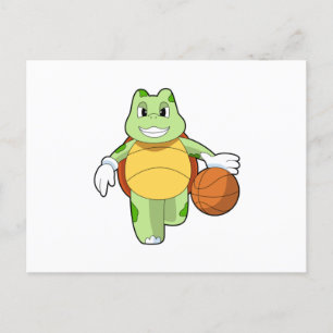 Turtle as Basketball player with Basketball.PNG Postcard