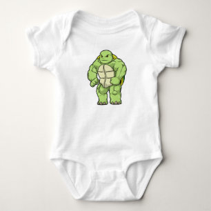 Turtle as Bodybuilder with Six pack Baby Bodysuit