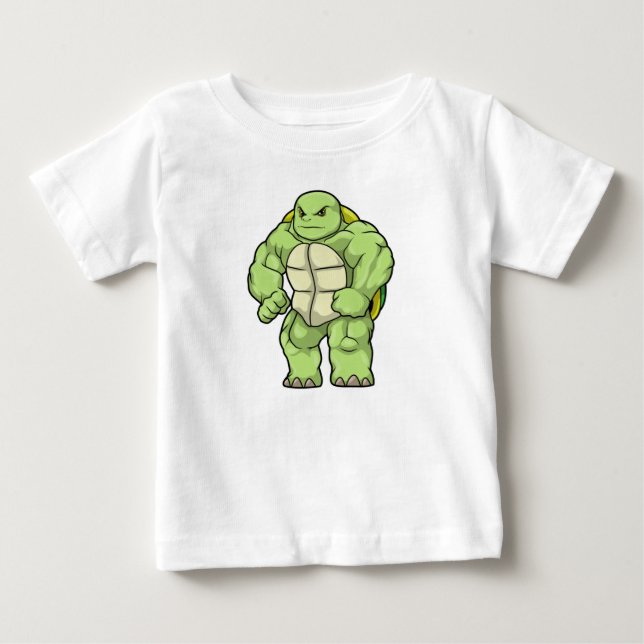 Turtle as Bodybuilder with Six pack Baby T-Shirt (Front)