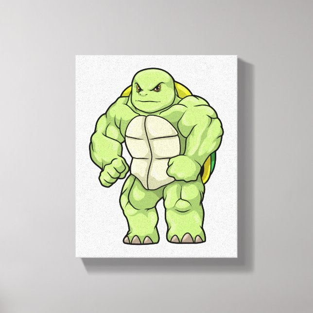 Turtle as Bodybuilder with Six pack Canvas Print (Front)