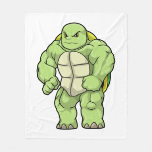 Turtle as Bodybuilder with Six pack Fleece Blanket