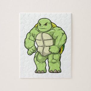 Turtle as Bodybuilder with Six pack Jigsaw Puzzle