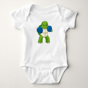 Turtle as Boxer with Boxing gloves Baby Bodysuit