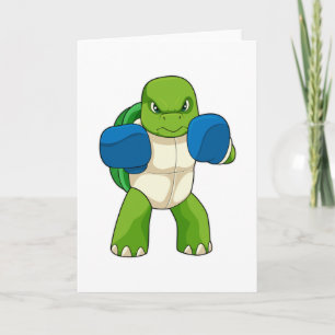 Turtle as Boxer with Boxing gloves Card