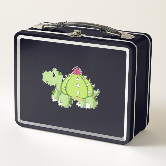 Turtle as Cactus Metal Lunch Box (Front)