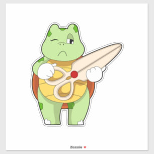 Turtle As Hairdresser With Scissors