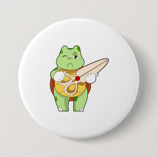 Turtle as Hairdresser with Scissors 7.5 Cm Round Badge
