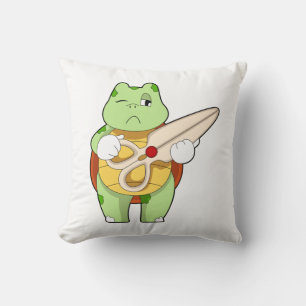 Turtle as Hairdresser with Scissors Cushion