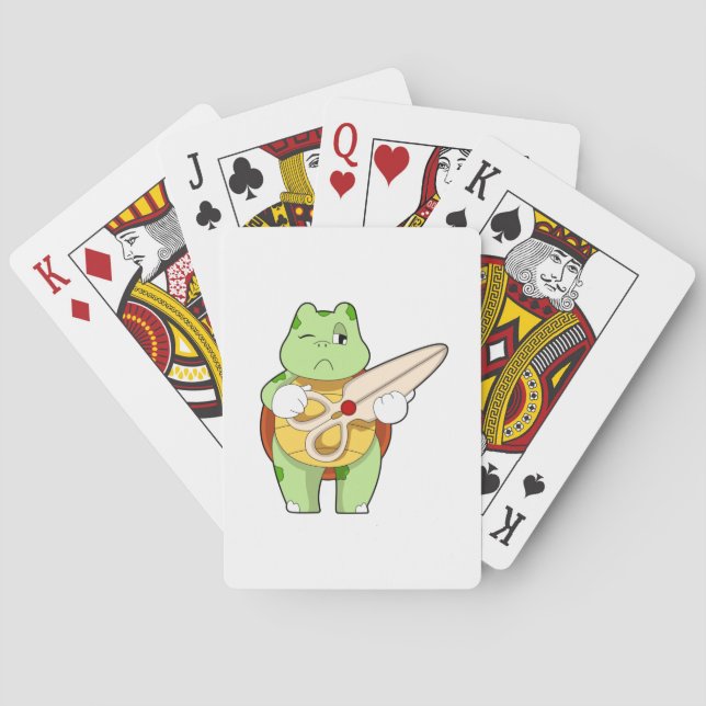 Turtle as Hairdresser with Scissors Playing Cards (Back)