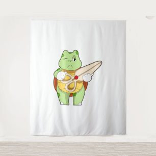 Turtle As Hairdresser With Scissors Tapestry