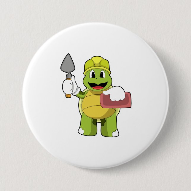 Turtle as Mason with Stone 7.5 Cm Round Badge (Front)